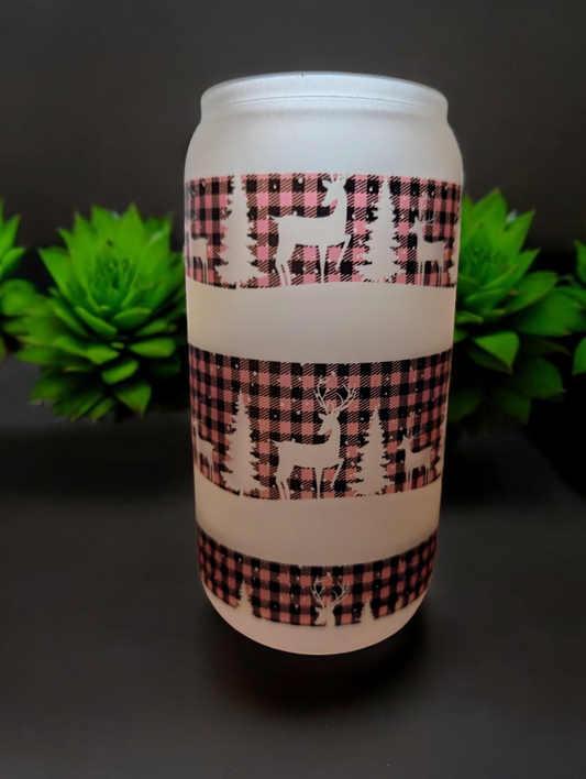 16oz plaid Christmas frosted cup